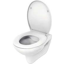 Hänge-WC mit offenem Spülrand und hochgeklapptem Sitz