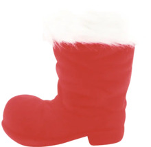 Dekorative rote Nikolaus Stiefel mit weißem Plüschrand.