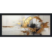 Abstraktes Gemälde mit goldenem Kreis im Rahmen