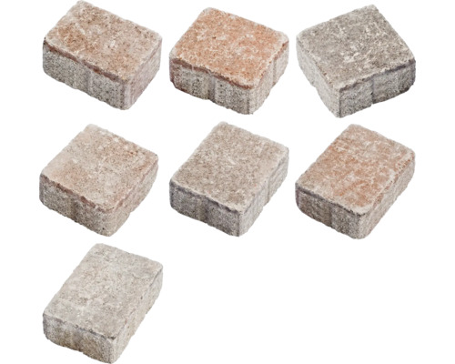 Sieben Pflastersteine aus Beton