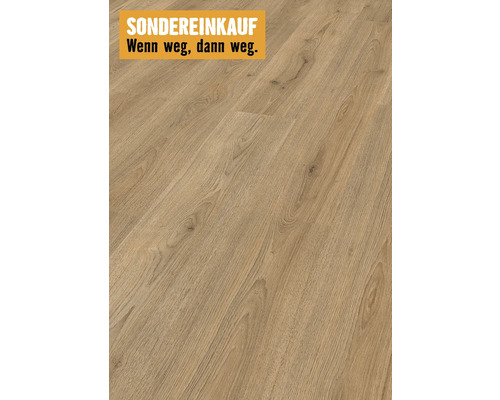 Kronotex Laminat Trend Eiche braun Basic Eiche Landhausdiele 1376 x 193 x 6 mm Nahaufnahme von Laminatboden mit Holzmaserung