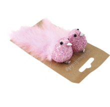 Zwei glitzernde Deko-Vögel mit Federn zur Weihnachtsdekoration
