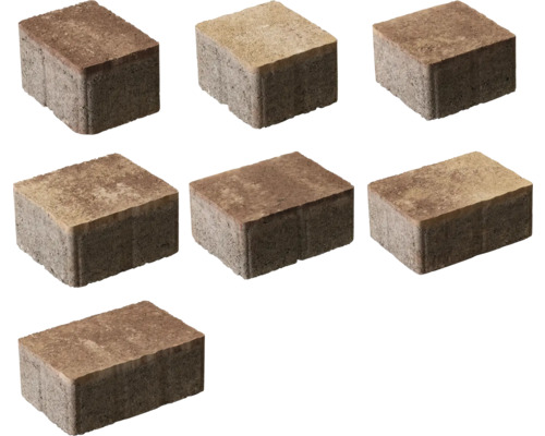 Sieben Pflastersteine aus Beton