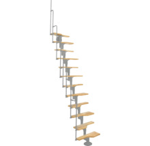 Raumspartreppe mit Holzstufen und Metallgeländer