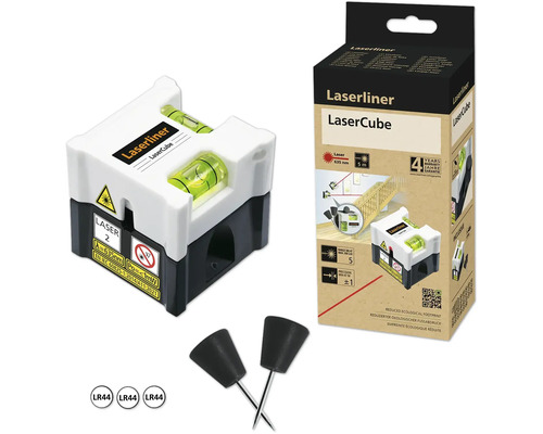Laserliner LaserCube mit Zubehör und Verpackung
