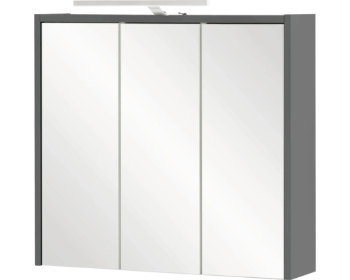 LED-Spiegelschrank Möbelpartner Carlos 3-türig 65x16x64 cm anthrazit