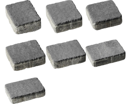 Sieben graue Pflastersteine für den Garten