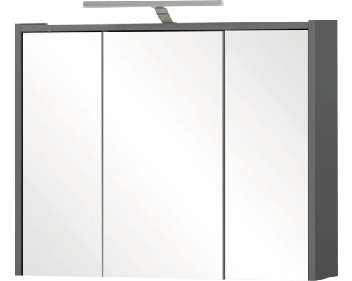 LED-Spiegelschrank Möbelpartner Carlos 3-türig 74,5x16x64 cm anthrazit