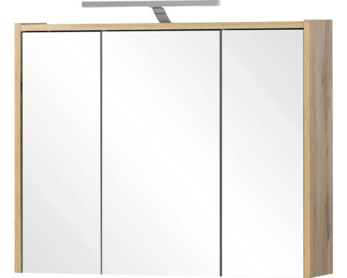 LED-Spiegelschrank Möbelpartner Carlos 3-türig 74,5x16x64 cm eiche