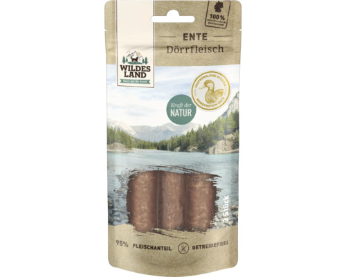 Wildes Land Hunde-Dörrfleisch Ente, 3 Stück