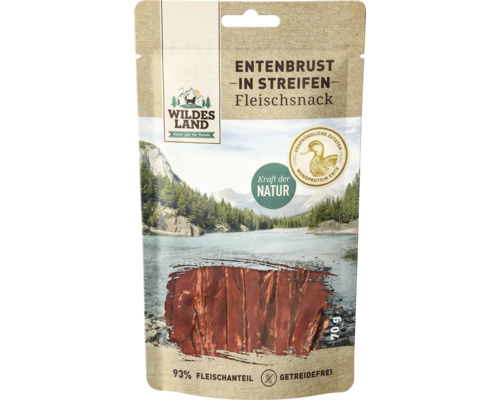 Hundesnack Wildes Land Entenbrust in Streifen 70 g Wildes Land Entenbrust Streifen Fleischsnack für Hunde, 70 Gramm, getreidefrei