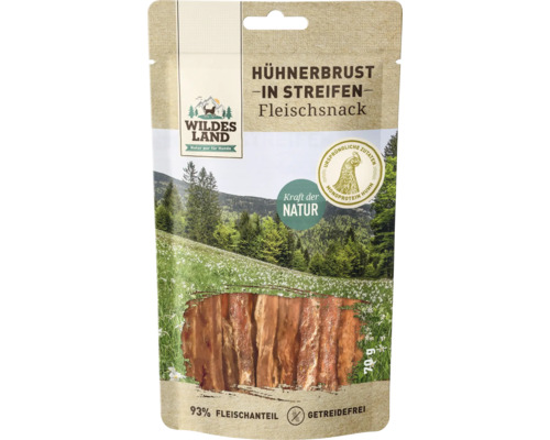Hundesnack Wildes Land Hühnerbrust in Streifen 70 g Wildes Land Hühnerbrust in Streifen Fleischsnack Packung