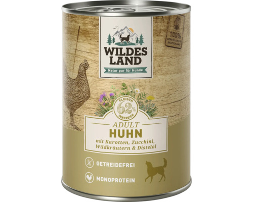 Hundefutter nass Wildes Land Huhn mit Karotten 400 g Wildes Land Hundenassfutter Huhn für adulte Hunde