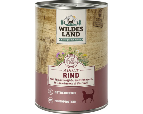 Hundefutter nass Wildes Land Rind mit Süßkartoffeln 400 g Dose Wildes Land Adult Rind Hundefutter