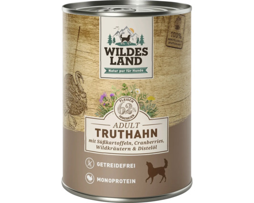 Hundefutter nass Wildes Land Truthahn mit Süßkartoffeln 400 g Dose Wildes Land Hundefutter mit Truthahn für erwachsene Hunde