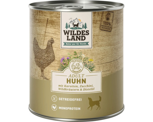 Hundefutter nass Wildes Land Huhn mit Karotten 800 g Wildes Land Adult Hundefutter Huhn Dose