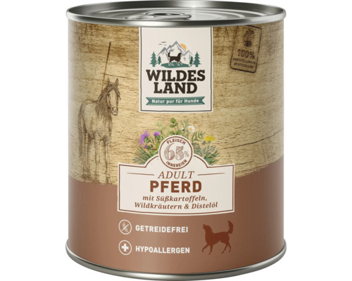 Hundefutter nass Wildes Land Pferd mit Süßkartoffeln 800 g Wildes Land Hundefutter Adult Pferd in Dose