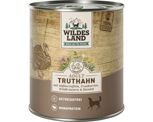 Hundefutter nass Wildes Land Truthahn mit Süßkartoffeln 800 g