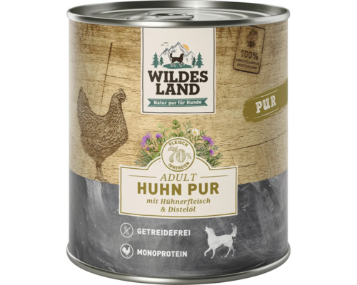 Hundefutter nass Wildes Land Huhn Pur mit Distelöl 800 g Dose Wildes Land Adult Hühnchen Pur Hundefutter