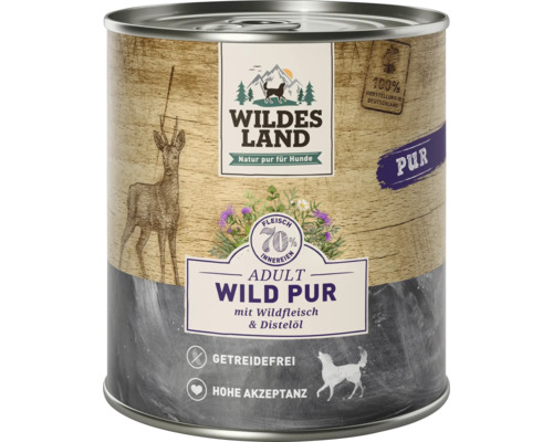 Hundefutter nass Wildes Land Wild Pur mit Distelöl 800 g