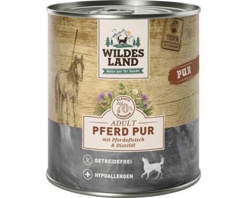 Hundefutter nass Wildes Land Pferd Pur mit Distelöl 800 g