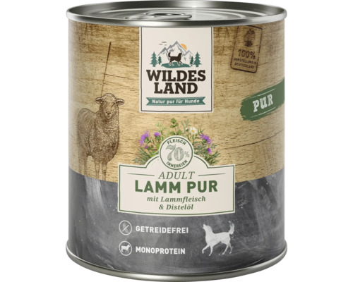 Hundefutter nass Wildes Land Lamm Pur mit Distelöl 800 g Wildes Land Adult Lamm Pur Hundefutter in Konservendose