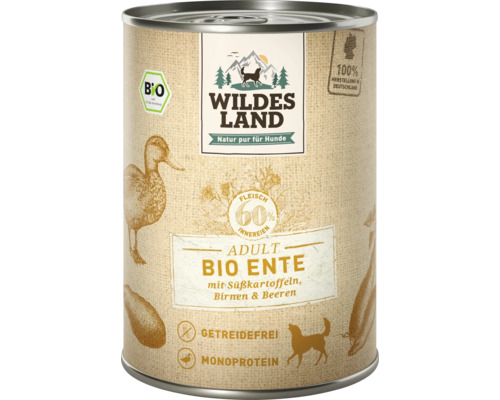 Hundefutter nass Wildes Land Bio Ente mit Süßkartoffeln 400 g