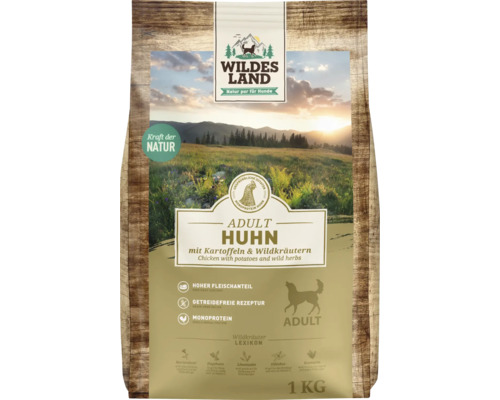 Hundefutter trocken Wildes Land Huhn mit Kartoffeln 1 kg Wildes Land Adult Hühner Hundefutter im 1 Kilogramm Sack