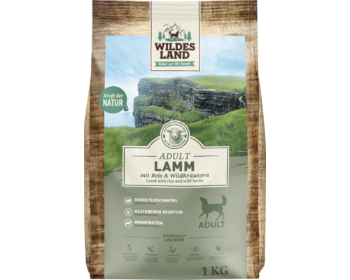 Hundefutter trocken Wildes Land Lamm mit Reis und Wildkräutern 1 kg Wildes Land Adult Hundetrockenfutter Lamm mit Reis und Wildkräutern in einer 1 Kilogramm Packung