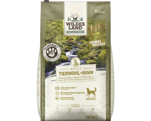 Hundefutter trocken Wildes Land Tierwohl Huhn mit Kartoffeln 10 kg Wildes Land Adult Tierwohl-Huhn Hundefutter, 10 Kilogramm Packung