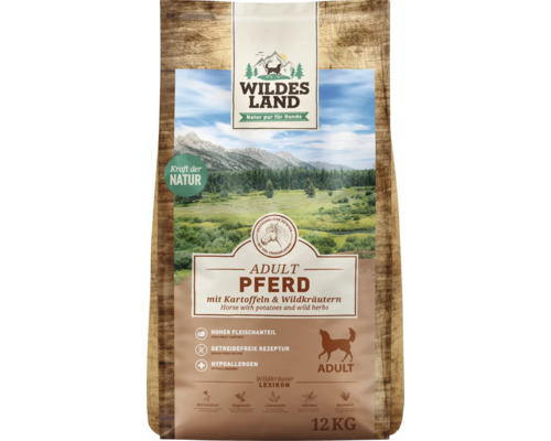 Hundefutter trocken Wildes Land Pferd mit Kartoffeln 12 kg Wildes Land Adult Pferd Trockenfutter für Hunde, 12 kg