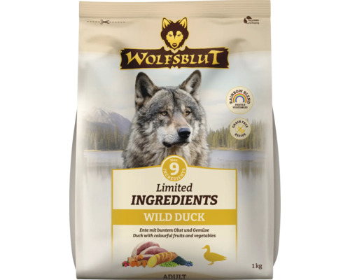 Hundefutter trocken WOLFSBLUT Wild Duck Adult Ente mit Kartoffel 1 kg Wolfsblut Trockenfutter Wild Duck für erwachsene Hunde, 1 kg Packung