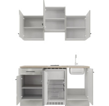 Singleküche Flex Well Lund 150 cm lichtgrau glänzend inkl. Einbaugeräte 00012699