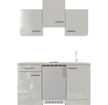 Singleküche Flex Well Lund 150 cm lichtgrau glänzend inkl. Einbaugeräte 00012699