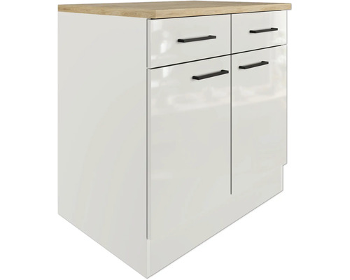 Kücheninsel mit zwei Schubladen, zwei Türen und einer Arbeitsplatte