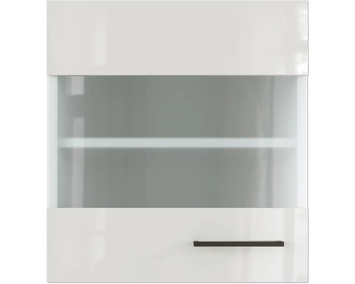 Hängeschrank Flex Well Lund lichtgrau/rauchgrau 50x54,8x32 cm mit Drehglastür Weißer Hängeschrank mit Glastür und Griff