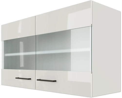 Hängeschrank mit Glastüren und Griffen