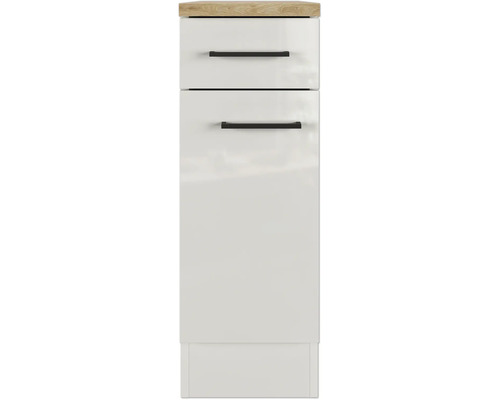 Unterschrank Flex Well Lund lichtgrau/rauchgrau 30x85x60 cm mit Drehtür Hochschrank mit zwei Schubladen und einer Tür
