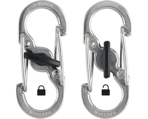 Zwei S-Biner Karabinerhaken mit Verriegelung