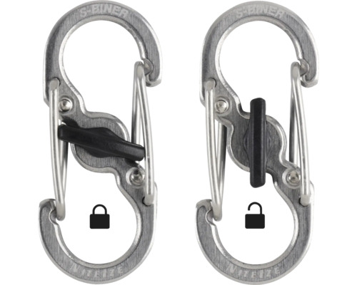 Zwei S-Biner Karabinerhaken mit Verriegelung