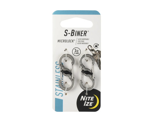 S-Biner Microlock Doppelkarabiner aus Edelstahl, 2er-Pack