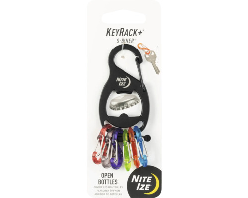 Nite Ize KeyRack Plus Karabiner mit Flaschenöffner und Schlüsselanhängern