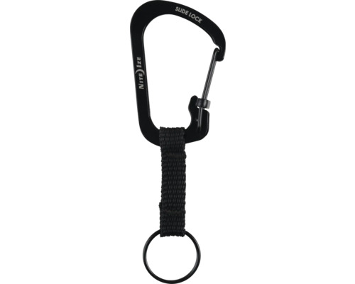 Nite Ize SlideLock KeyRing, Gr. 3, schwarz Karabiner/Ring aus Edelstahl