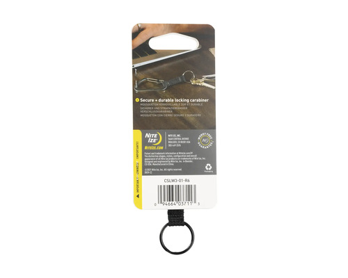 Nite Ize Karabiner mit Schlüsselring auf Produktverpackung