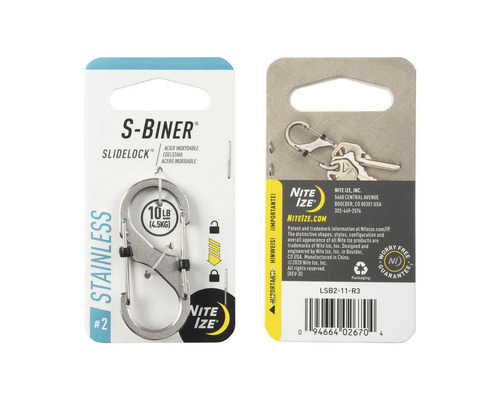 Nite Ize S-Biner SlideLock Edelstahl Karabiner Größe 2 mit 4,5 kg Traglast