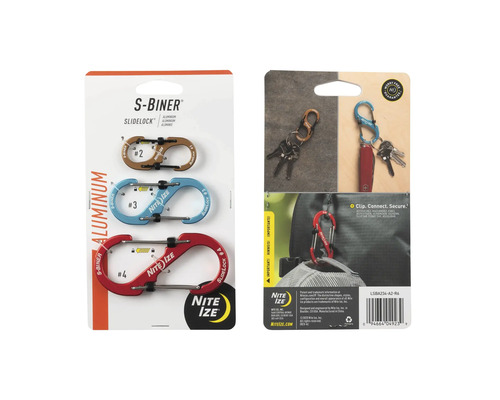 Nite Ize S-Biner Karabiner mit Schiebeverschluss aus Aluminium, Set mit drei Stück