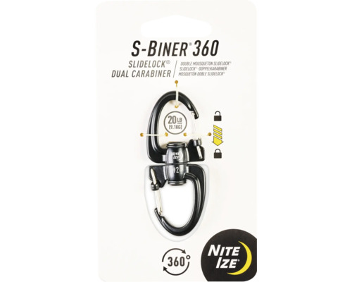 S-Biner 360 Doppelkarabiner mit Drehverschluss, Traglast 9.1 kg