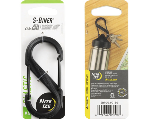 Schwarzer Kunststoff Doppelkarabiner S-Biner von Nite Ize