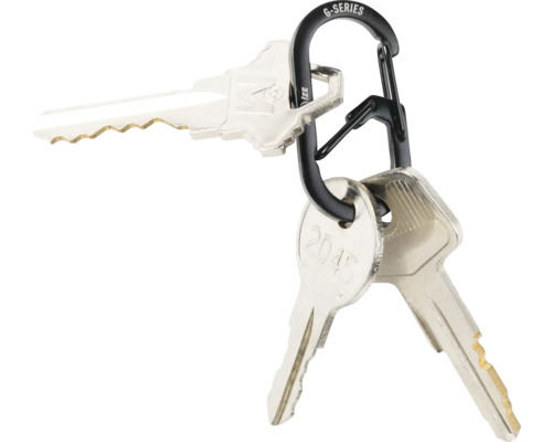 Schlüsselbund mit drei Schlüsseln an einem Karabinerhaken