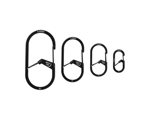Vier G-Series Karabiner in verschiedenen Größen